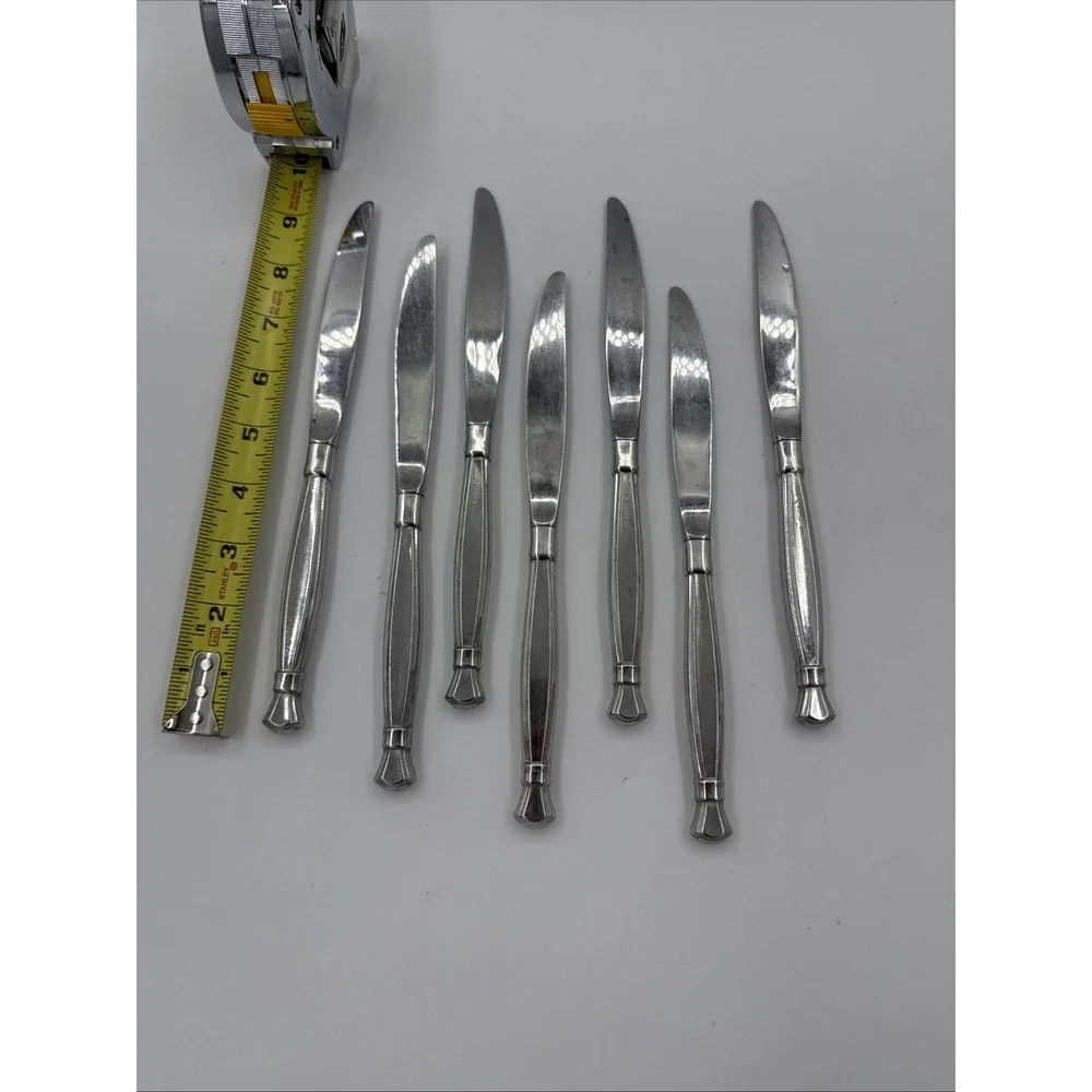 6 - Oneida ACT I / ACT 1 Glossy Cube Mark Stainless Flatware DINNER KNIVES